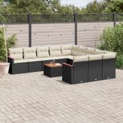 vidaXL Loungegrupp med dynor 12 delar svart konstrotting