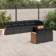vidaXL Loungegrupp för trädgården med dynor 8 delar svart konstrotting