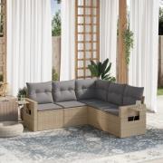 vidaXL Soffgrupp för trädgården med dynor 5 delar beige konstrotting
