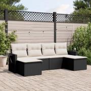 vidaXL Loungegrupp med dynor 6 delar svart konstrotting