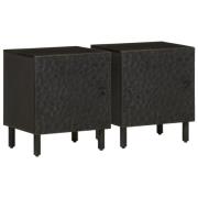 vidaXL Sängbord 2 st svart 40x33x46 cm massivt mangoträ