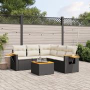 vidaXL Loungegrupp med dynor 6 delar svart konstrotting
