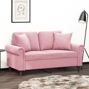 vidaXL 2-sitssoffa med prydnadskuddar rosa 120 cm sammet