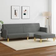 vidaXL Bäddsoffa 2-sits med fotpall mörkgrå tyg