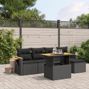 vidaXL Loungegrupp med dynor 6 delar svart konstrotting