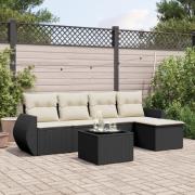 vidaXL Loungegrupp med dynor 6 delar svart konstrotting