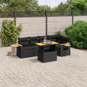 vidaXL Loungegrupp med dynor 6 delar svart konstrotting