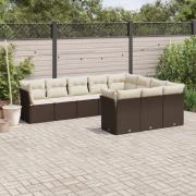vidaXL Loungegrupp 10 delar med brun dynor konstrotting