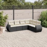 vidaXL Loungegrupp med dynor 6 delar svart konstrotting