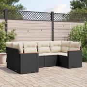 vidaXL Loungegrupp med dynor 6 delar svart konstrotting