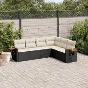 vidaXL Loungegrupp med dynor 6 delar svart konstrotting