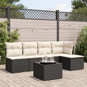 vidaXL Loungegrupp med dynor 6 delar svart konstrotting