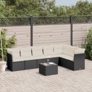 vidaXL Loungegrupp för trädgården med dynor 8 delar svart konstrotting