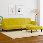 vidaXL Bäddsoffa 2-sits med fotpall gul sammet