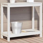 vidaXL Växtbord med hylla vit 82,5x35x75 cm massivt furu