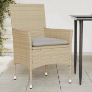 vidaXL Trädgårdsstolar med dynor 2 st beige konstrotting