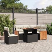 vidaXL Loungegrupp med dynor 6 delar svart konstrotting