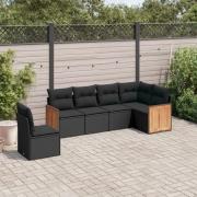 vidaXL Loungegrupp med dynor 6 delar svart konstrotting