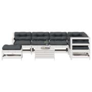 vidaXL Loungegrupp med dynor 8 delar vit massiv furu