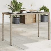vidaXL Trädgårdsbord med glasskiva grå 115x54x74 cm konstrotting