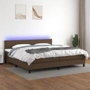 vidaXL Ramsäng med madrass & LED mörkbrun 200x200 cm tyg