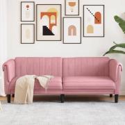 vidaXL Soffa 3-sits rosa sammet