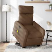 vidaXL Massagefåtölj med uppresningshjälp brun tyg