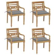 vidaXL Bataviastolar med dynor 4 st massiv teak