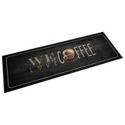 vidaXL Köksmatta maskintvättbar text kaffe 60x180 cm sammet