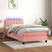 vidaXL Ramsäng med madrass rosa & LED 80x200 cm sammet