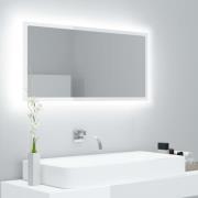 vidaXL Badrumsspegel med LED vit högglans 90x8,5x37 cm akryl