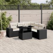 vidaXL Loungegrupp med dynor 6 delar svart konstrotting