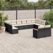 vidaXL Loungegrupp med dynor 12 delar svart konstrotting
