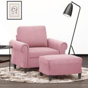 vidaXL Fåtölj med fotpall rosa 60 cm sammet