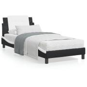 vidaXL Säng med madrass svart och vit 80x200 cm konstläder
