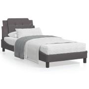 vidaXL Säng med madrass grå 100x200 cm konstläder