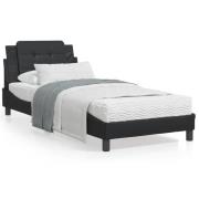 vidaXL Säng med madrass svart 90x190 cm konstläder