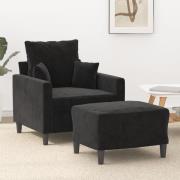 vidaXL Fåtölj med fotpall svart 60 cm sammet