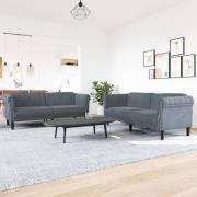 vidaXL Soffgrupp 2 delar mörkgrå sammet