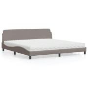 vidaXL Bed with Mattress "Dover" Taupe 200x200 cm Fabric