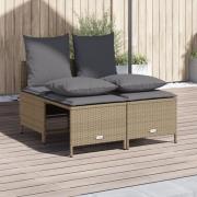 vidaXL Soffgrupp för trädgård med dynor 4 delar beige konstrotting