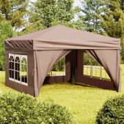 vidaXL Hopfällbart partytält med sidoväggar taupe 3x3 m