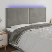 vidaXL Sänggavel LED ljusgrå 180x5x118/128 cm sammet