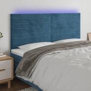 vidaXL Sänggavel LED mörkblå 160x5x118/128 cm sammet