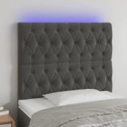 vidaXL Sänggavel LED mörkgrå 90x7x118/128 cm sammet