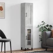vidaXL Högskåp betonggrå 34,5x34x180 cm konstruerat trä