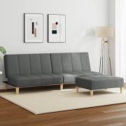vidaXL Bäddsoffa 2-sits med fotpall mörkgrå tyg