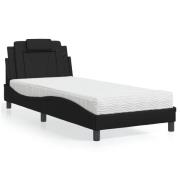 vidaXL Säng med madrass svart 80x200 cm konstläder