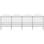 vidaXL Trädgårdsstaket med spjuttopp stål (1,75-2)x6,8 m svart