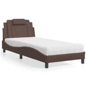 vidaXL Bed "Viana" with Mattress Brown 90x190 cm Faux Leather